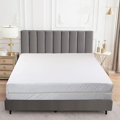 Zippered Mattress Encasement | Queen Mattress Protector - 6-Sided Waterproof Cover - Soft & Noiseless