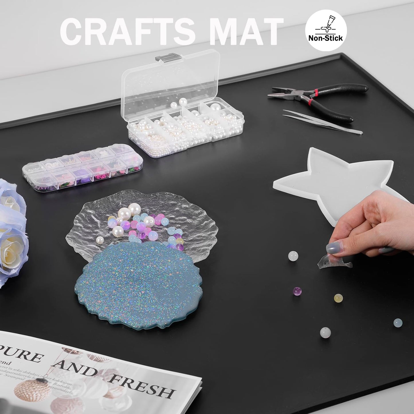 SAPID 32"x24" Extra Large Silicone Mat With Raised Edge, Rolled-Up Silicone Mats For Kitchen Counter Heat Resistant Silicone Mat With Lip, Thick Countertop Protector Mat,Silicone Mats For Crafts,Black