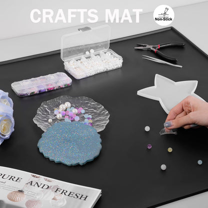 SAPID 32"x24" Extra Large Silicone Mat With Raised Edge, Rolled-Up Silicone Mats For Kitchen Counter Heat Resistant Silicone Mat With Lip, Thick Countertop Protector Mat,Silicone Mats For Crafts,Black