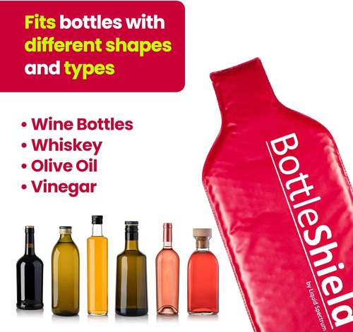 Liquid Spectrum Bottle Shield Reusable Wine Protector Travel Bag (2-Pack) - Bubble Cushioning Wrap Suit - Unbreakable Bottle Sleeve, Leak Proof - Wine Tote Bags Accessory for Suitcase Luggage, Red