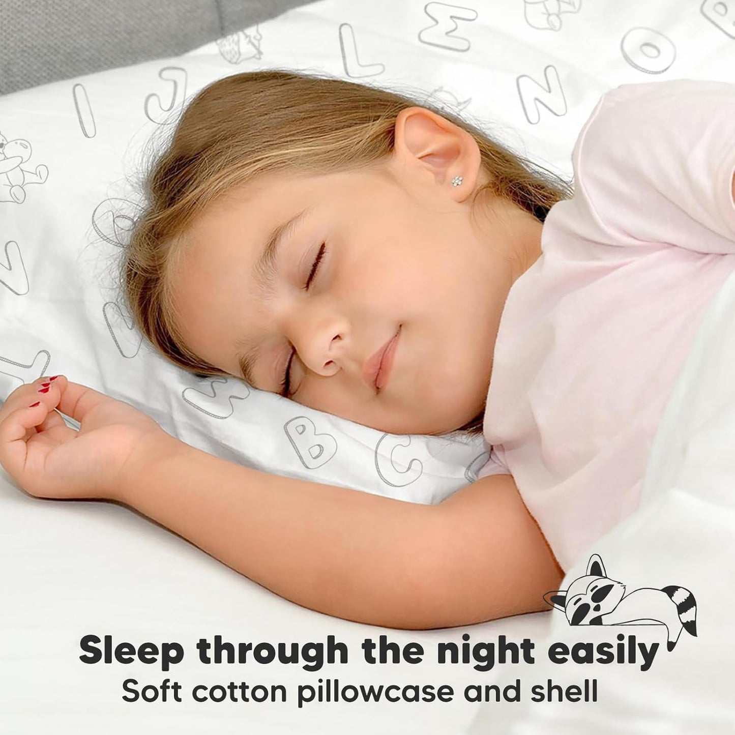 My Little Dreamy Toddler Pillow | Organic Cotton Travel Bed Pillow with Soft Pillowcase - 13x18, Machine Washable for Ages 2-5