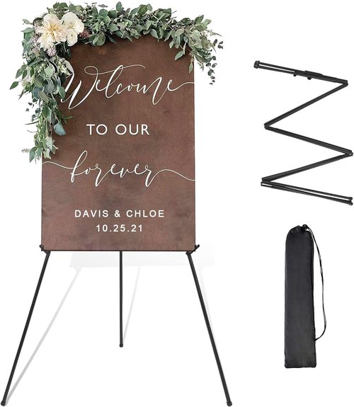 DANMO Adjustable Metal Easel Stand - 63'' Wedding Sign Display | Floor Art Easel in Black
