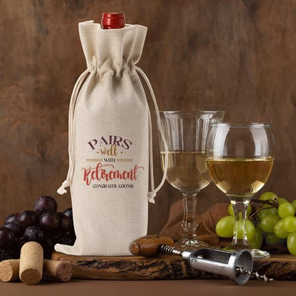 Funny Retirement Wine Bag Happy Retirement Gifts for Woman Men Pairs Well With Retired Gift for Women Leaving Gifts for Best Friends Coworkers Boss Nurse Teachers