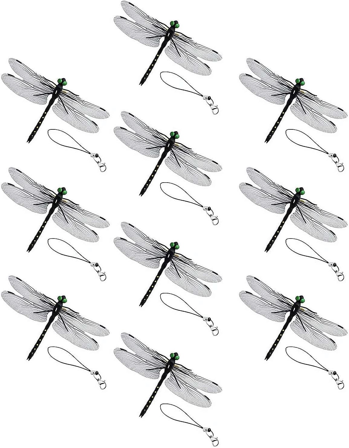 Skiennix 10pcs Artificial Dragonfly Clips - Realistic Bug Repellent Hat Accessories for Garden Decor
