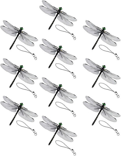 Skiennix 10pcs Artificial Dragonfly Clips - Realistic Bug Repellent Hat Accessories for Garden Decor