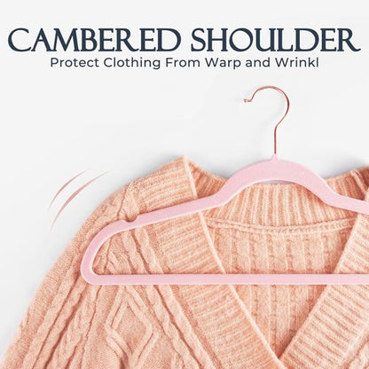 HOUSE DAY Pink Velvet Hangers - Premium Non-Slip Felt Clothes Hangers | 60 Pack, Heavy Duty, Space Saving