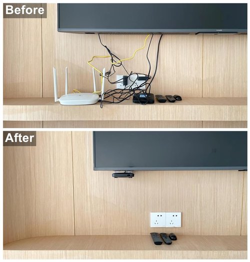 4 Pack TV Cord Hider for Wall Mounted TV, 2-3/8"(60mm Hole) Wire Hider in Wall Cable Management Kit, Includes 4 Pass Throughs and 1 Hole Saw Drill Attachment Easy to Install