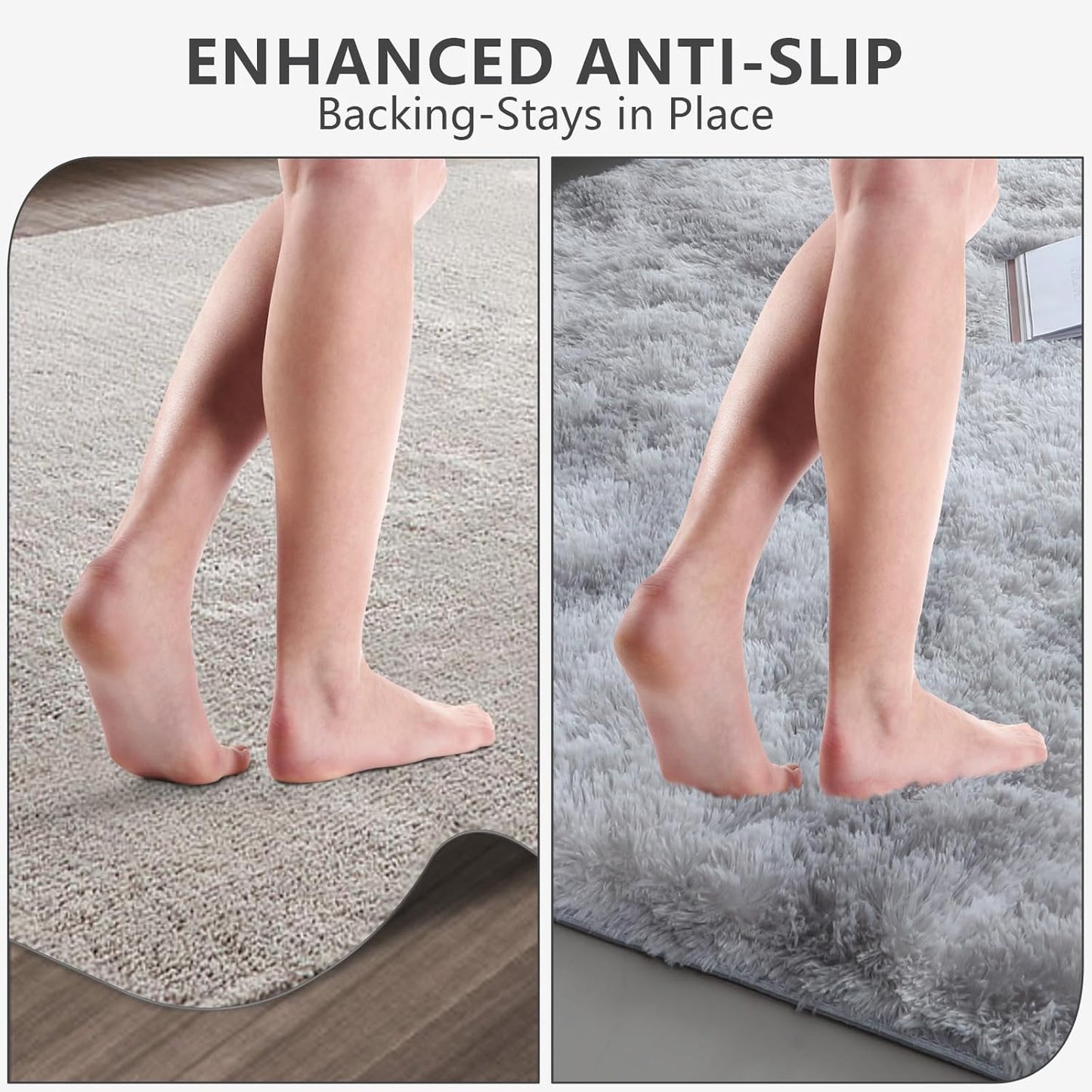Skiennix Shag Area Rug - Ultra Soft Fluffy Carpet for Bedroom & Living Room | 4x6 Tie-Dye Grey