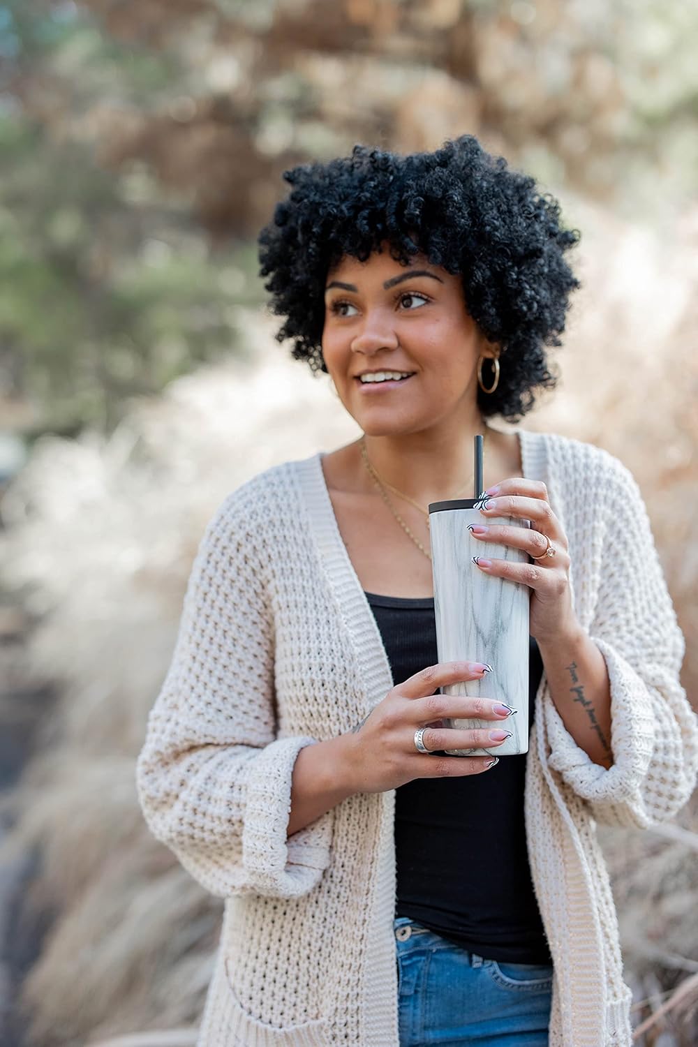 Simple Modern Insulated Tumbler - 24oz Reusable Stainless Steel Travel Mug with Lid & Straw | Black Leopard