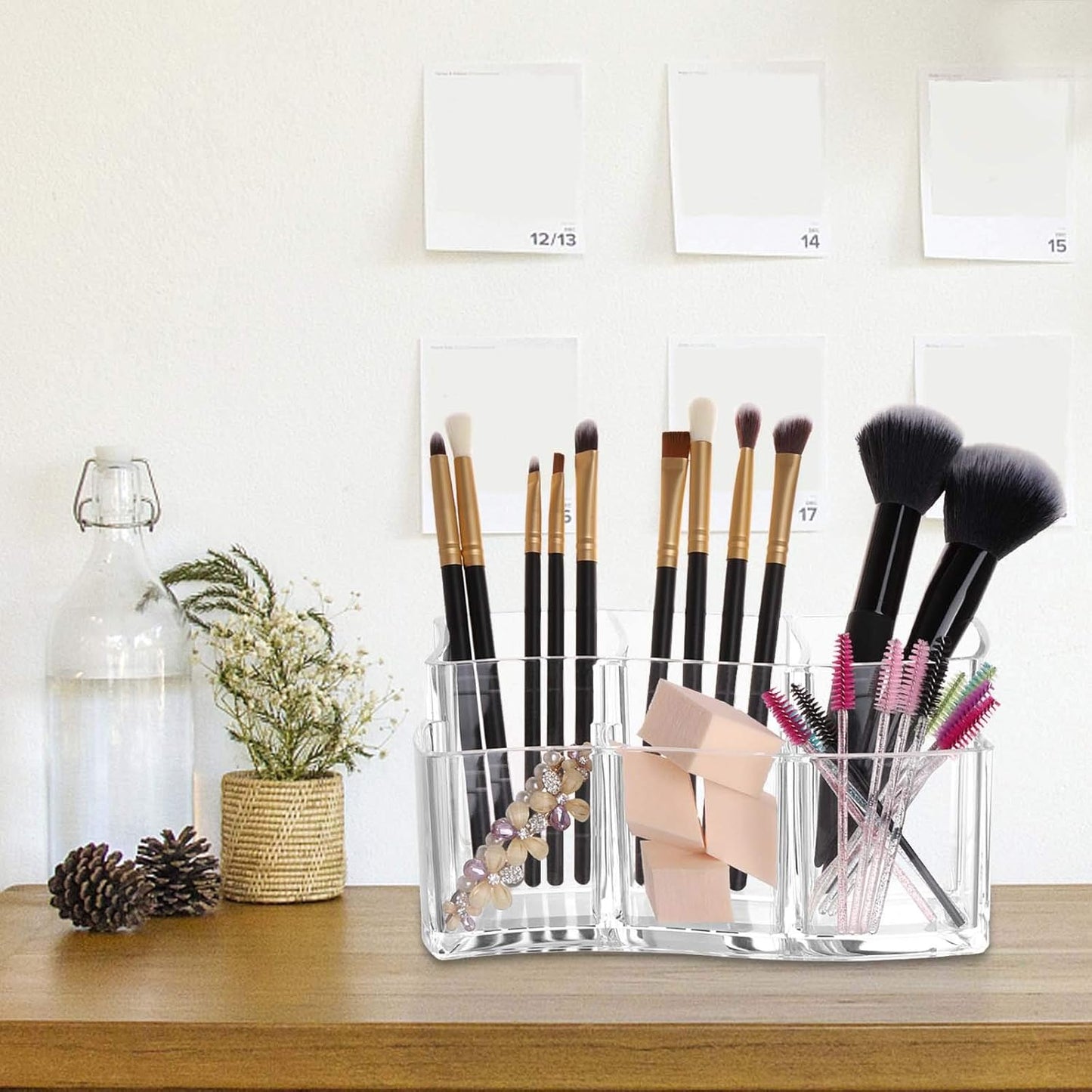 Tbestmax Acrylic Makeup Brush Holder - 6 Slot Organizer for Eyebrow Pens & Cosmetics Storage - Clear