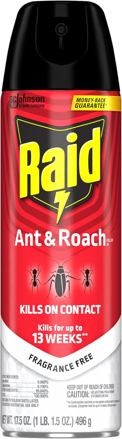 Raid Ant and Roach Killer, Fragrance Free, 17.5 OZ