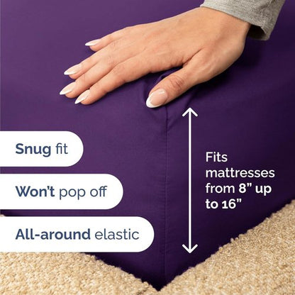 Cal King Size Sheet Set by Hotel Luxury | 4-Piece Comfy, Breathable, Cooling Bedding - Deep Pockets, Soft & Wrinkle-Free - Oeko-Tex Certified, Purple