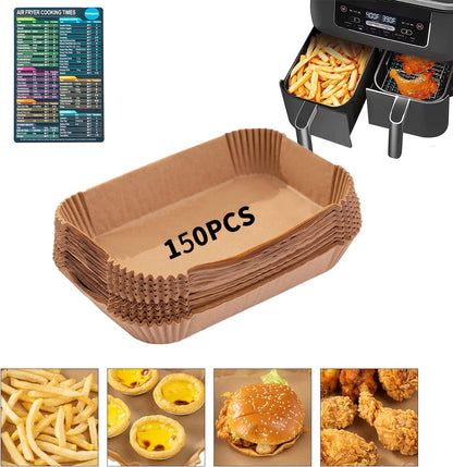 Ninja Air Fryer Liners - 150PCS Disposable Baking Parchment Paper for Dual Air Fryer DZ201/401