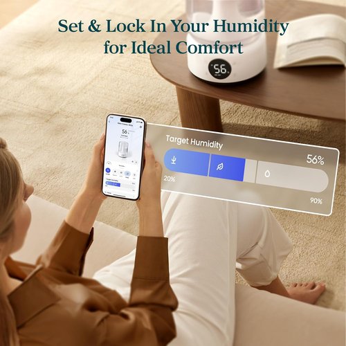 LEVOIT Smart Humidifier - 4.2L Top Fill for Large Rooms | 42H Runtime, Whisper-Quiet Cool Mist, APP & Voice Control