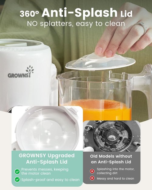 Grownsy Baby Food Maker with Steam Basket, One Step Baby Food Processor Steamer Puree Blender Grinder Mills Machine, Auto Cooking Grinding and Sterili-zing for Healthy Homemade Baby Food, BPA-Free