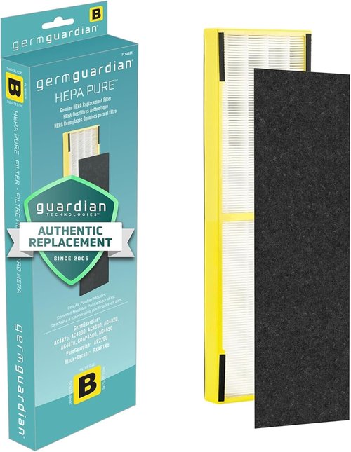 GermGuardian HEPA Air Purifier Filter - Removes 99.97% of Pollutants & Odors | Compatible with AC4825, AC4300, Black/Yellow
