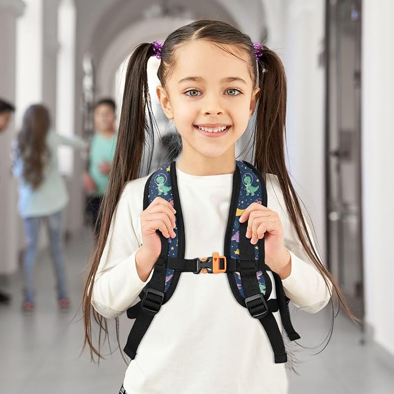 Emelivor Personalized Dinosaur Space Backpack for Kids with Name – 10L Preschool School Bag (Dinosaur Space)