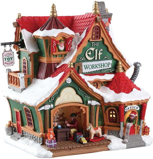 Lemax 75291 Lighted Elf Workshop Building | Santa's Wonderland Holiday Decor