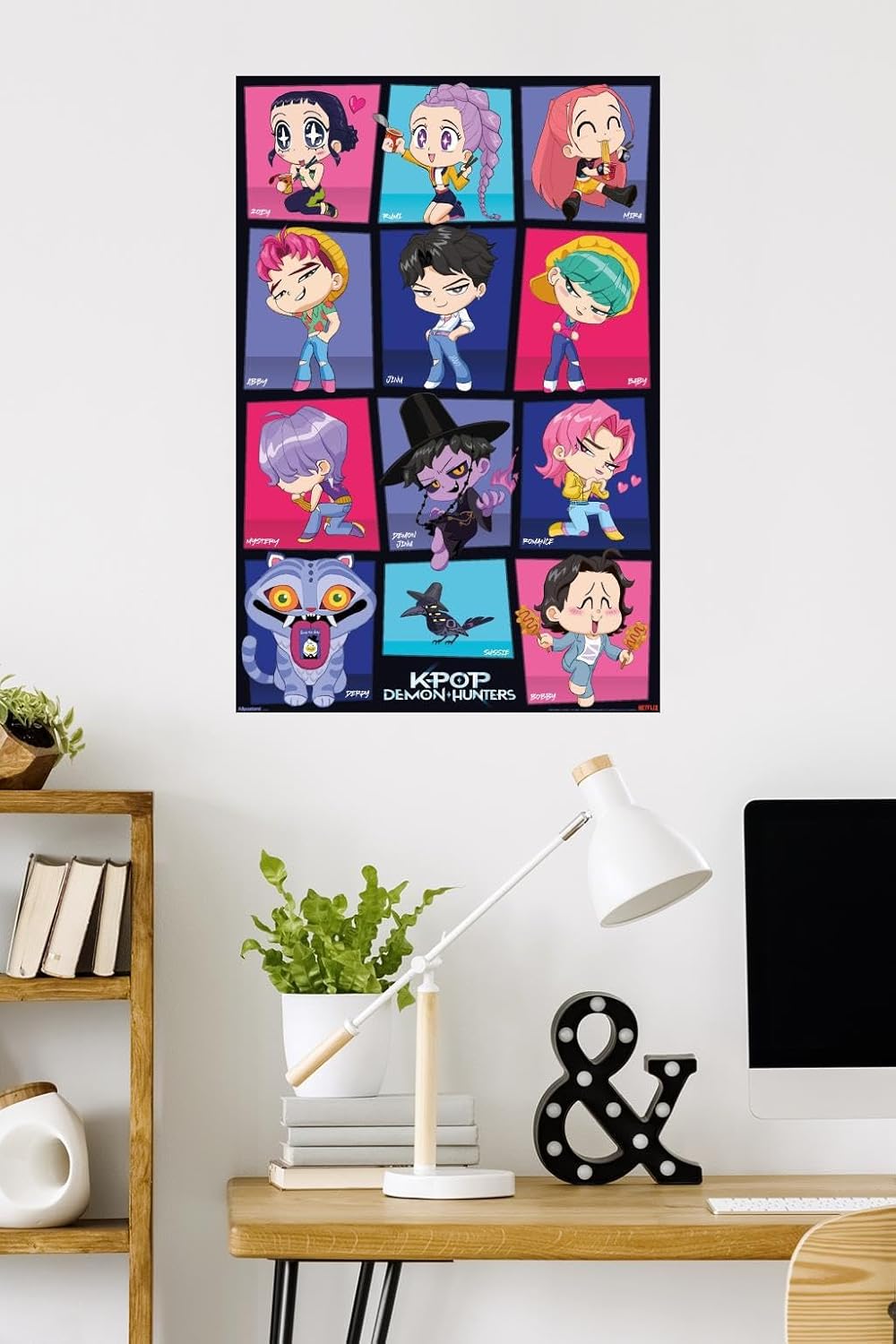 Netflix KPop Demon Hunters Wall Poster - Chibi Grid Design, Unframed, 34L x 22.4W