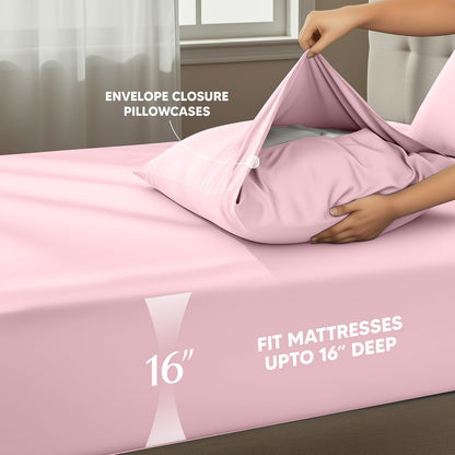 Utopia Bedding Twin Sheet Set - Soft & Breathable Microfiber, 3-Piece in Crystal Pink | Oeko Tex Certified