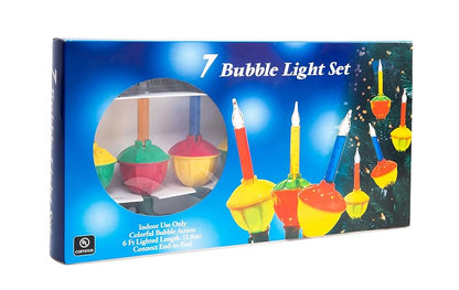 Bubble Light String 7 Bulbs, 7 ft, Candelabra Base, Multicolor Holiday Tree Lights