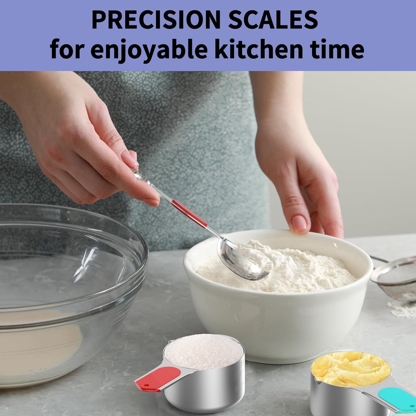 Skiennix Magnetic Measuring Cups & Spoons Set - 5 Stainless Steel Cups & 7 Magnetic Spoons
