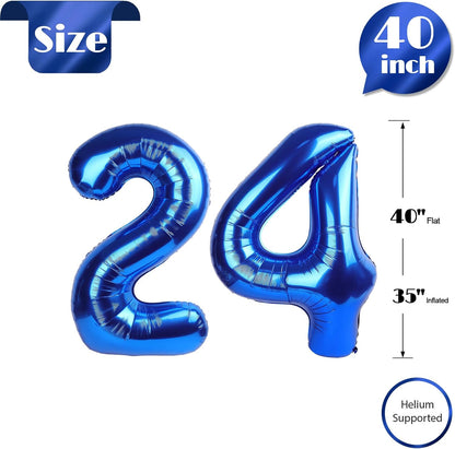 Number 24 Balloon by [Brand Name] - 40-Inch Navy Blue Birthday Decoration for 24th Celebration