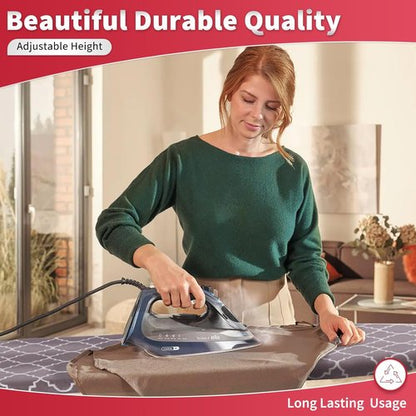 Full Size Ironing Board - Sturdy 57” x 15” Design with Iron Rest & Heat Resistant Cover - Black Gray