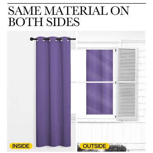NICETOWN Lilac Purple Room Darkening Curtains for Kitchen, Set of 2, 42 inches Wide by 78 inches Long, Window Treatment Thermal Insulated Solid Grommet Room Darkening Curtains/Drapes for Bedroom