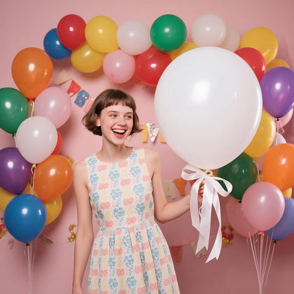 White Balloons | 18 Inch Large Latex Helium Balloons for Weddings, Birthdays & Baby Showers