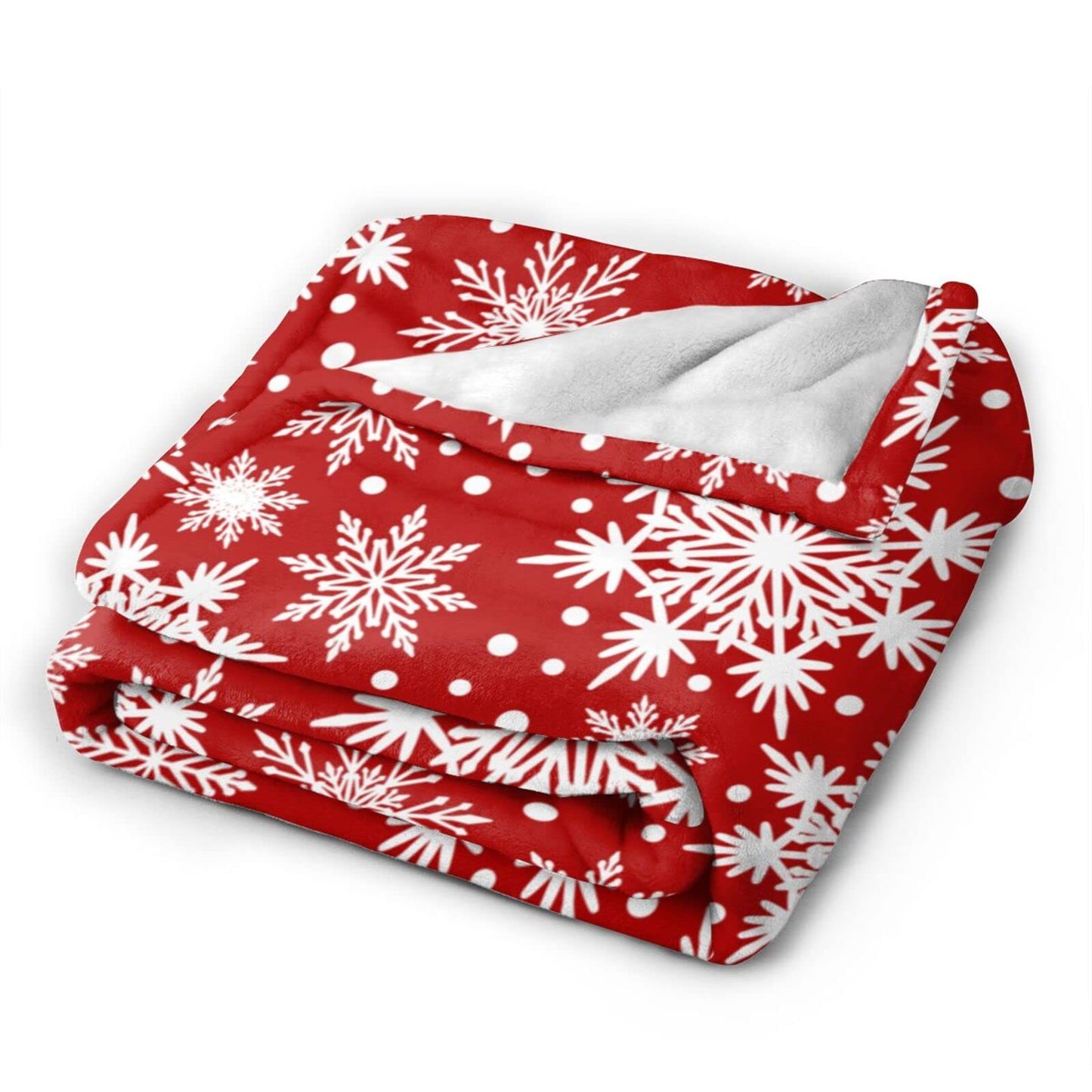 Perinsto Winter Snowflakes Red Throw Blanket Ultra Soft Warm All Season Christmas Decorative Fleece Blankets for Bed Chair Car Sofa Couch Bedroom 80"X60"