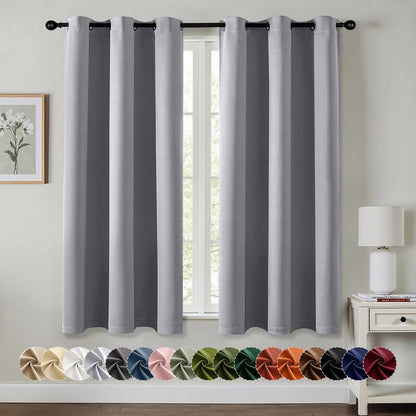 MIULEE Light Grey Blackout Curtains - Thermal Insulated Room Darkening Drapes | 54-Inch Grommet Panels