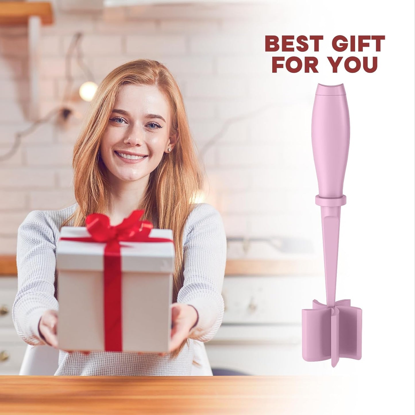 Skiennix Meat Chopper Set - Premium Heat Resistant Hamburger Grinder Tool | 2 Pcs Pink