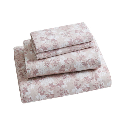Tahari Home - Queen Sheets, 4-Piece Cotton Flannel Bedding with Matching Pillowcases, Brushed for Extra Softness, Cozy Home Decor (Mora Blush, Queen)