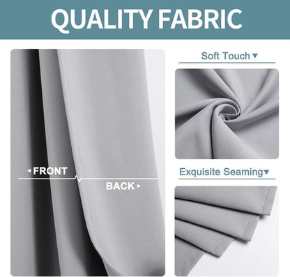 ChrisDowa Blackout Curtains - 90-Inch Thermal Insulated Grommet Panels Set | Light Grey, 2 Panels for Living Room & Bedroom