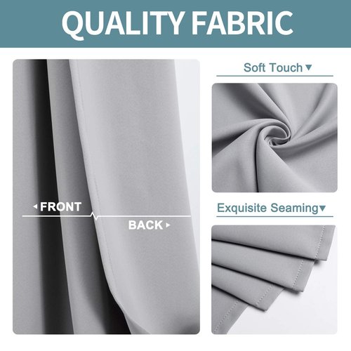 ChrisDowa Blackout Curtains 72 inches Long for Bedroom - 2 Panels Set Grommet Thermal Insulated Room Darkening Curtains for Living Room (Light Grey, 42 x 72 Inch)