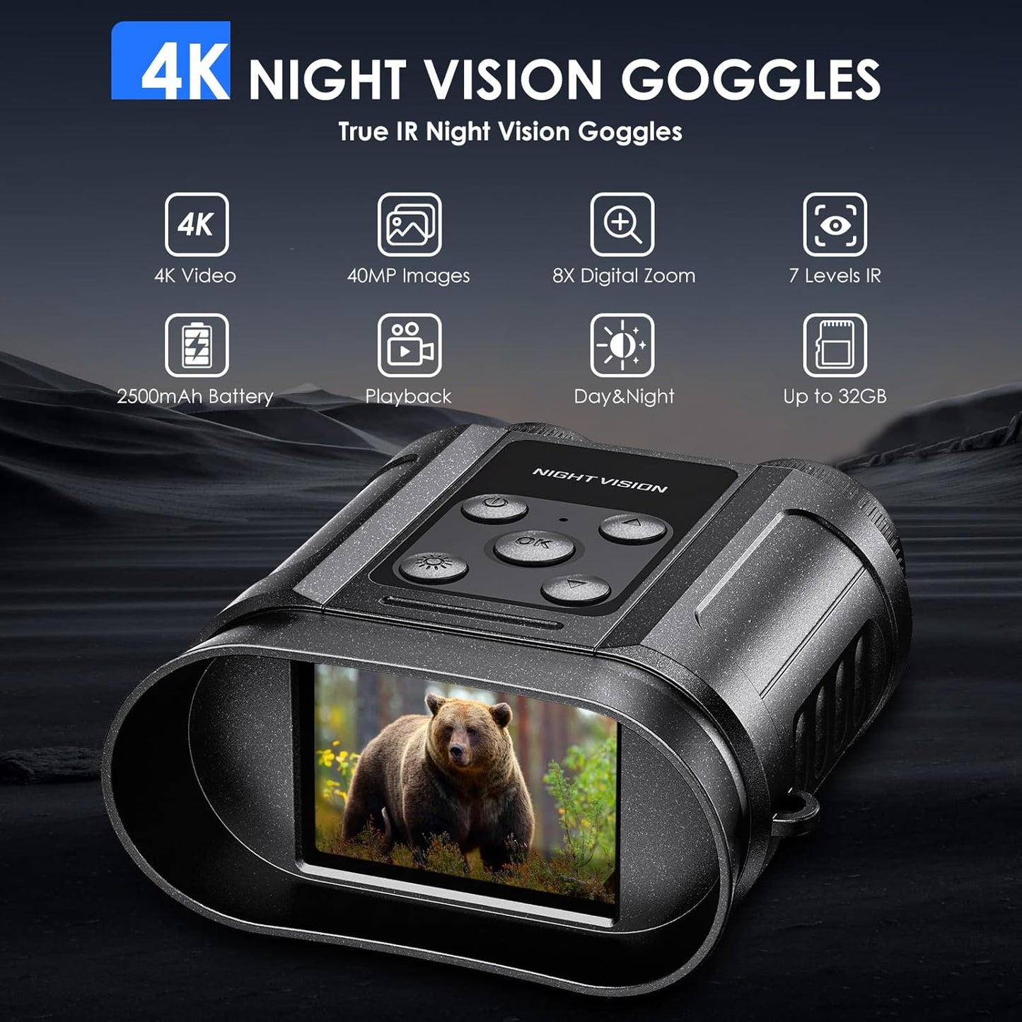 Skiennix Night Vision Goggles - Photo/Video Capture Binoculars with 32GB Card | Perfect Outdoor Gift for Men & Boys