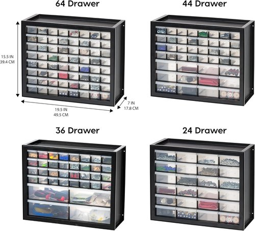 IRIS USA 26-Drawer Storage Organizer - Stackable Craft & Teacher Toolbox - Black