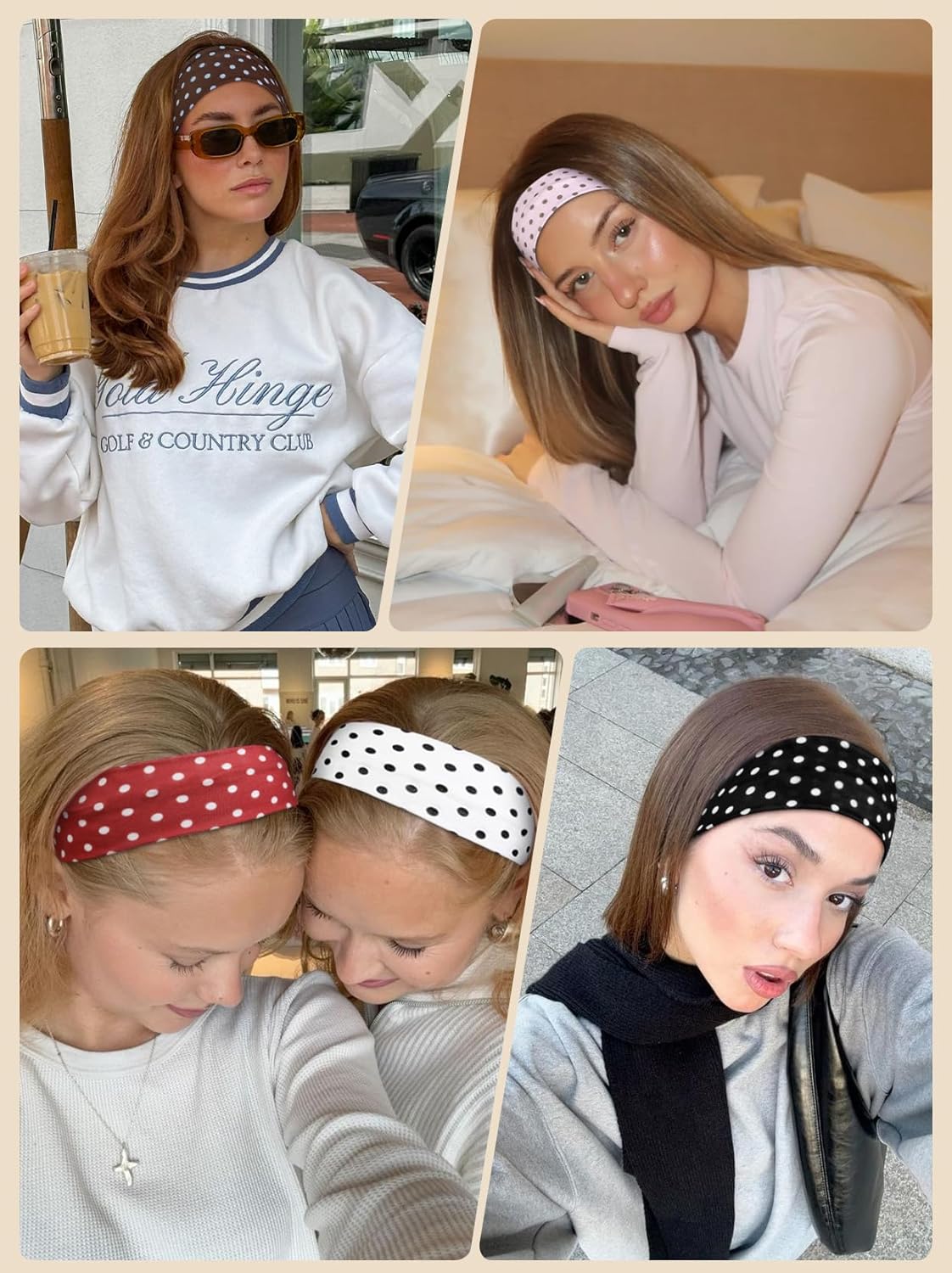 TERSE Polka Dot Headbands for Women - Trendy Hair Accessories | 6PCS Cute Fashion Hairbands