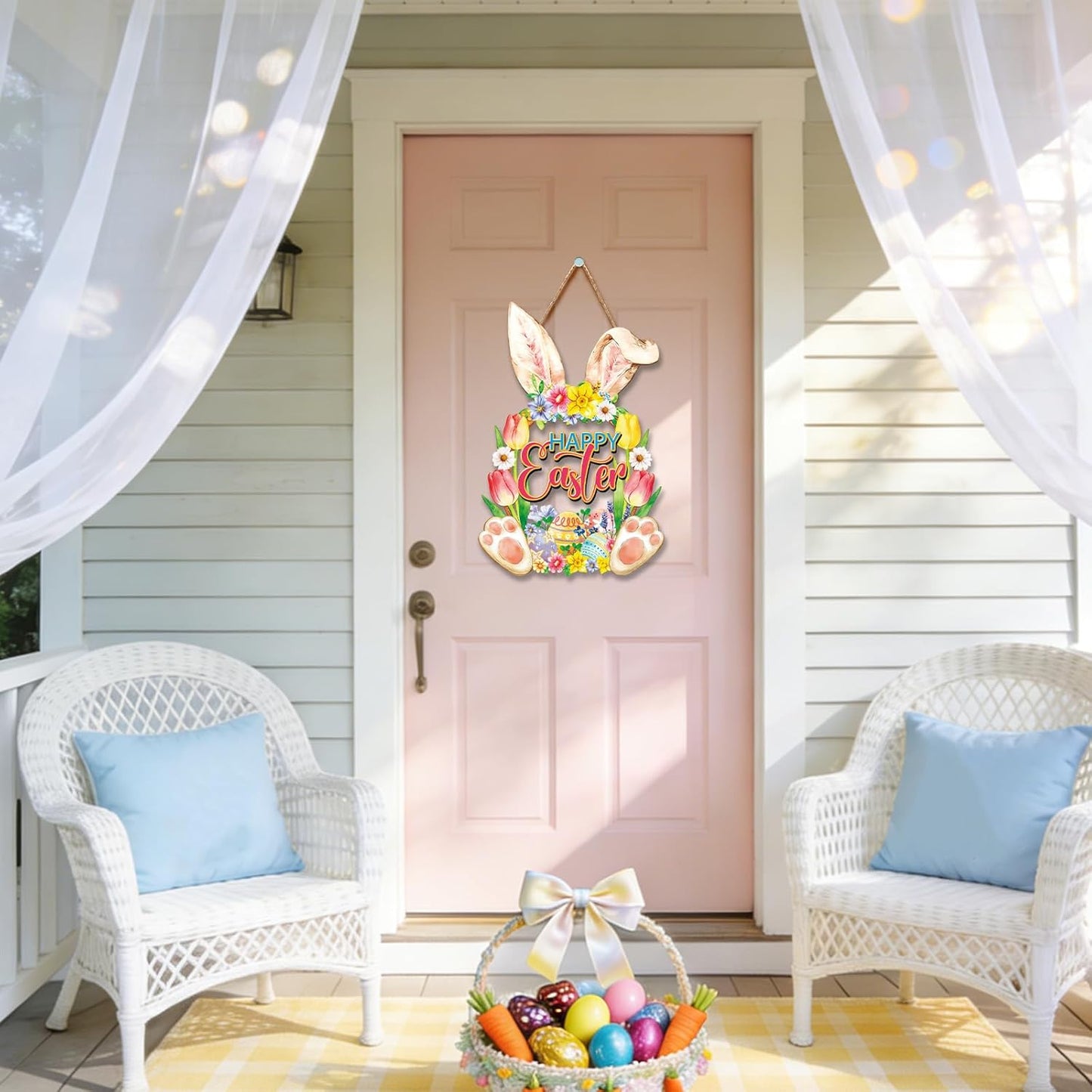 Regine Switzerland Easter Wreath - Charming Rabbit & Flower Design for Front Door Decor | Spring Celebration