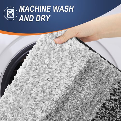 OLANLY Bathroom Rug Mat 44x24, Extra Soft and Absorbent Microfiber Bath Rugs, Non-Slip Plush Shaggy Bath Carpet Runner, Machine Wash Dry, Bath Mats for Bathroom Floor, Tub and Shower, Black