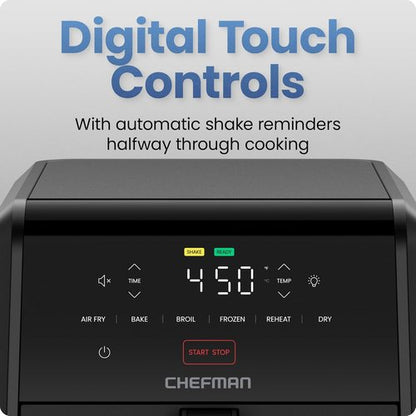 Chefman Air Fryer - TurboFry 7-Qt 6-in-1 High-Powered Cooking for Crispier Results - Black