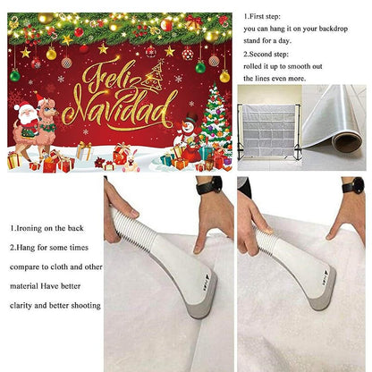 10x8FT Feliz Navidad Christmas Backdrop Banner - CINRAY Vinyl Photo Backdrop