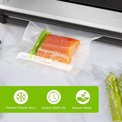Bonsenkitchen Vacuum Food Sealer Bags - 100 Pint, BPA Free, Commercial Grade, 6" x 10" Size