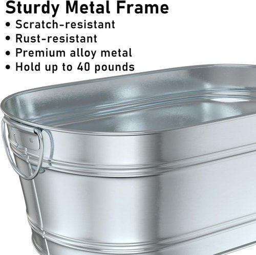 Ice Bucket - Beverage Tub Beer Ice Buckets for Parties- 6.2 Gallon (23 L)- Champagne and Wine Buckets with Handles - Cheers Large Ice Storage Galvanized Tub - Hold Over 30 Bottles