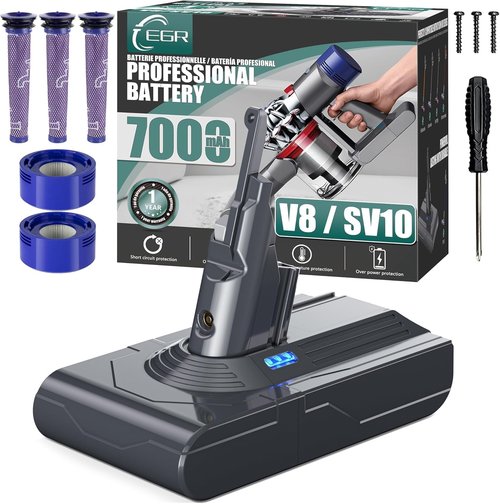 EGR V8 Battery Replacement for Dyson V8 Absolute | Includes 5 Filters & 3 Screws - High Performance