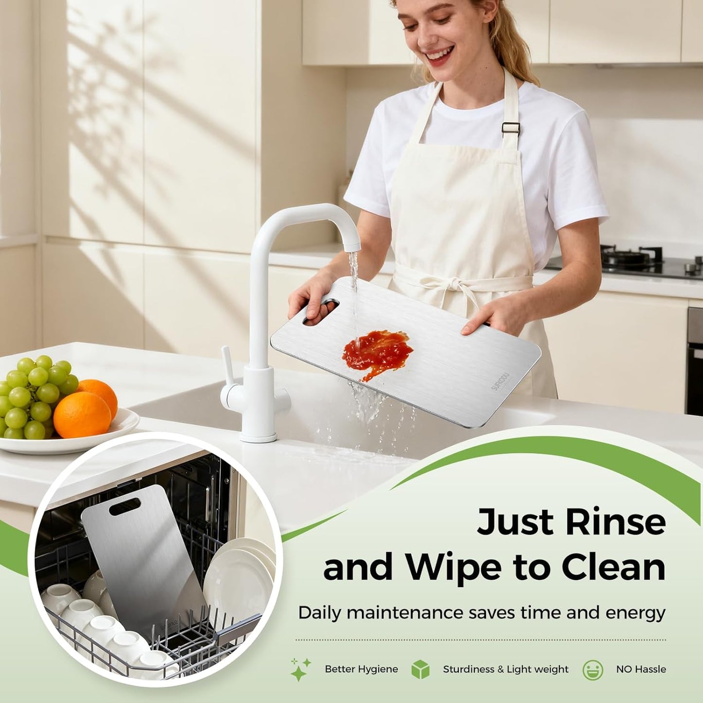Titanium Cutting Board Set by [Brand Name] - 3 Double-Sided Boards for Raw & Cooked Food | Non-Toxic, Dishwasher Safe