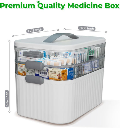 Multi-Tier Medicine Storage Box by [Brand Name] - Portable First Aid Organizer for Home & Travel | Large Pill Cabinet with Bonus 7-Day Pill Case (3-Tier & 4-Tier Options)