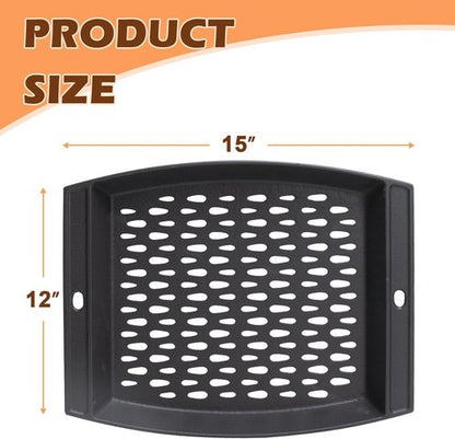 Cast Iron Grill Basket by [Brand Name] - 15"x12" Outdoor BBQ Pan for Fish & Veggies | Fits Most Grills