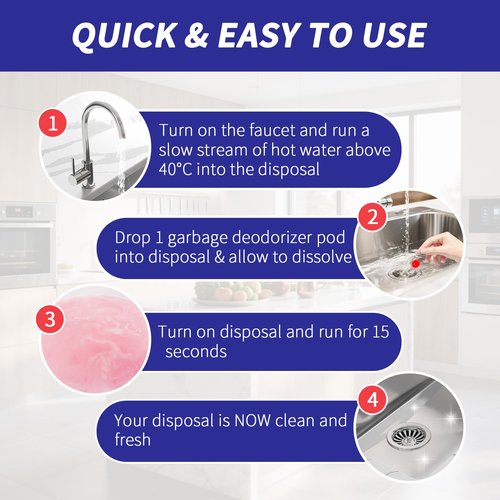 ifbaby 50 Count Garbage Disposal Cleaner and Deodorizer – Sink Odor Eliminator, New Powerful Grapefruit Zest Scented Kitchen Sink Freshener Pods& Drain Odor Eliminator Disposer Care Balls